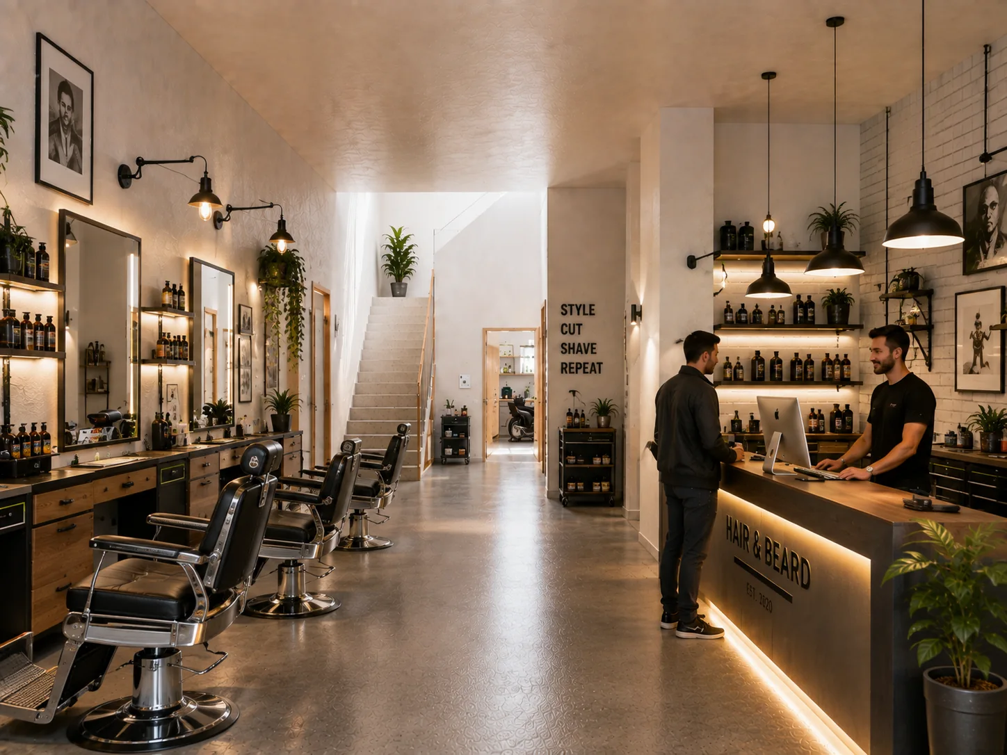 Barber shop, render illustrativo